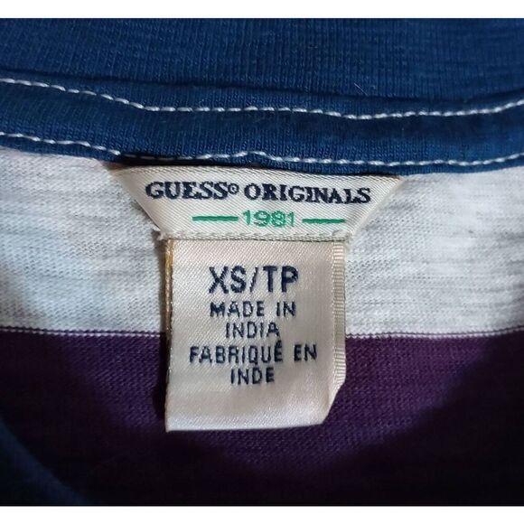 Guess Shirt‎ Ladies Extra Small Crop Top Rainbow Short Sleeve - Picture 5 of 7